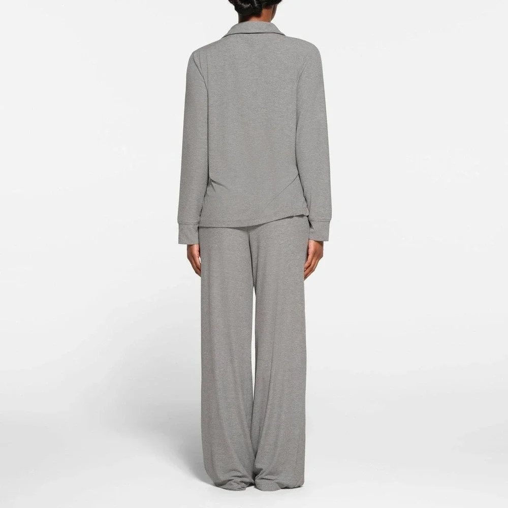 SKIMS Heather Gray Jersey Knit Wide Leg Lounge‎ Pants ONLY XL NWT